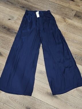 NWT Aerie Flowy High Rise Wide Leg Light Fairy Garden Lounge Pants Navy Blue Sm